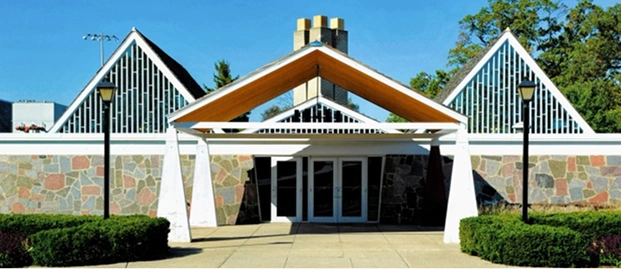 Stone amphitheater seating at an outdoor community gathering space